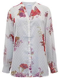 WHITE Dobby Print Blouse - Size 10 to 16