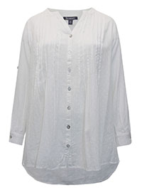 WHITE Pure Cotton Pintuck Blouse - Plus Size 20 to 28 (US 18W to 26W)