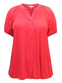 CORAL Short Sleeve Collarless Blouse - Plus Size 14 to 20