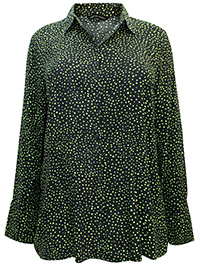 BLACK Lime Spot Dipped Back Viscose Shirt - Plus Size 20 to 26