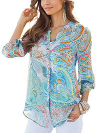 AQUA Paisley Print Blouse - Plus Size 12 to 22