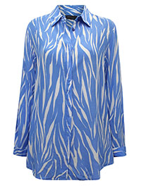 S/DAR BLUE Printed Longline Shirt - Size 10 to 18