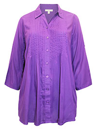 WW VIOLET Pintucked Roll Sleeve Tunic Shirt - Plus Size 16/18 to 24/26 (US M to 1X)