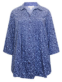 WW NAVY Ditsy Floral Open Collar Pintuck Tunic Shirt - Plus Size 20/22 to 36/38 (US L to 4X)