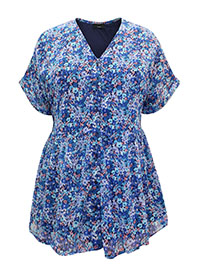 MULTI Floral Button Front Blouse - Size 10 to 28