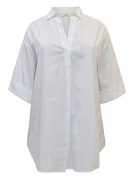 WHITE Short Sleeve Pull Over Oversized Shirt - Plus Size 14 to 16