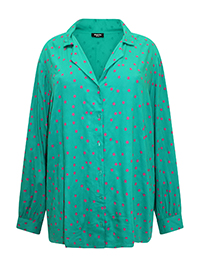GREEN Spot Print Viscose Shirt - Plus Size 24 to 30