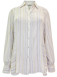 GREEN Metallic Stripe Shirt - Plus Size 12 to 32