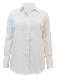 WHITE Pure Cotton Curved Hem Shirt - Plus Size 12 to 32