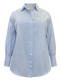 BLUE Pure Cotton Striped Shirt - Size 10 to 32