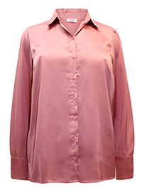 PINK Long Sleeve Satin Shirt - Plus Size 12 to 32