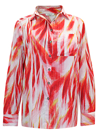 RED Tie Dye Cotton Voile Shirt - Plus Size 20 to 32