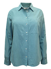 DUCK-EGG Linen Blend Long Sleeve Shirt - Size 10 to 32