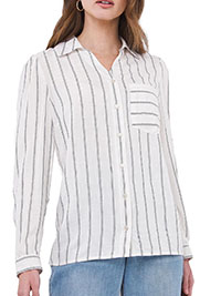 WHITE Striped Textured Shirt - Plus Size 14 to 26