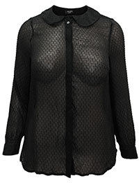 BLACK Sheer Woven Blouse - Plus Size 14 to 30