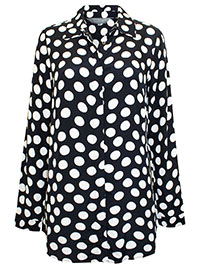 BLACK Polka Dot Blouse - Plus Size 14 to 16