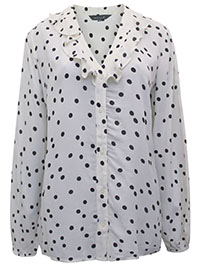 IVORY Polka Dot Frill Detail Blouse - Size 6 to 16