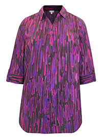 PURPLE Berry Texture Print 3Q Sleeve Opaque Crepe Timeless Blouse - Plus Size 16/18 to 40 (US 0X to 6X)