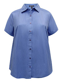 BLUE French Blue Short Sleeve Kate Big Shirt - Plus Size 22 to 36 (US 20W to 34W)