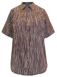 MOCHA Striped Shirred Button-Front Swing Top - Plus Size 22 to 26 (US 20W to 24W)