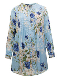 BLUE English Floral Pintuck Tunic - Plus Size 18 to 46 (US 16W to 44W)