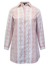 WHITE Desert Rose White Stripe Kate Tunic Big Shirt - Plus Size 14 to 46 (US 12W to 44W)