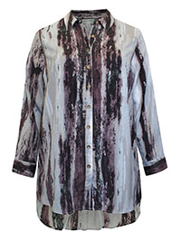 BLUE Tie Dye Print Dipped Hem Tunic Shirt - Plus Size 16/18 to 28/30 (US 0X to 3X)