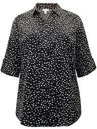 BLACK Tossed Conferri 3Q Sleeve Opaque Crepe Timeless Blouse - Plus Size 16/18 to 32/34 (US 0X to 4X)