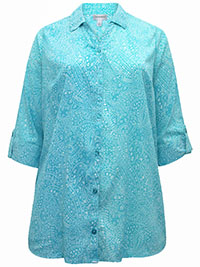 AQUA Dotted Paisley 3Q Sleeve Opaque Crepe Timeless Blouse - Plus Size 16/18 to 40 (US 0X to 6X)