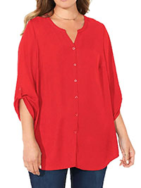 RED Roll Sleeve Breezeway Georgette Blouse - Plus Size 20/22 to 24/26 (US 1X to 2X)