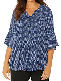 NAVY Geo Print Half Button Pleated Blouse - Plus Size 20/22 to 40 (US 1X to 6X)