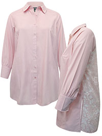 PINK Cotton Rich Longline Blouse - Plus Size 16/18 to 32/34 (US M to 3X)