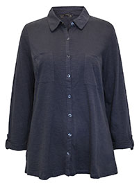 NAVY Pure Cotton Utility Roll Sleeve Shirt - Plus Size 16 to 24