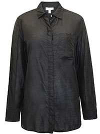 TWC BLACK Cotton Silk Pocket Detail Shirt - Size 6 to 18