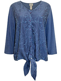 NAVY Floral Embroidered Tie Hem Blouse - Size 6/8 to 18/20 (0 to 3)