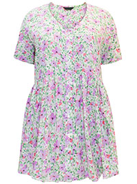 LILAC Floral Drop Pocket Peplum Top - Plus Size 16 to 30/32