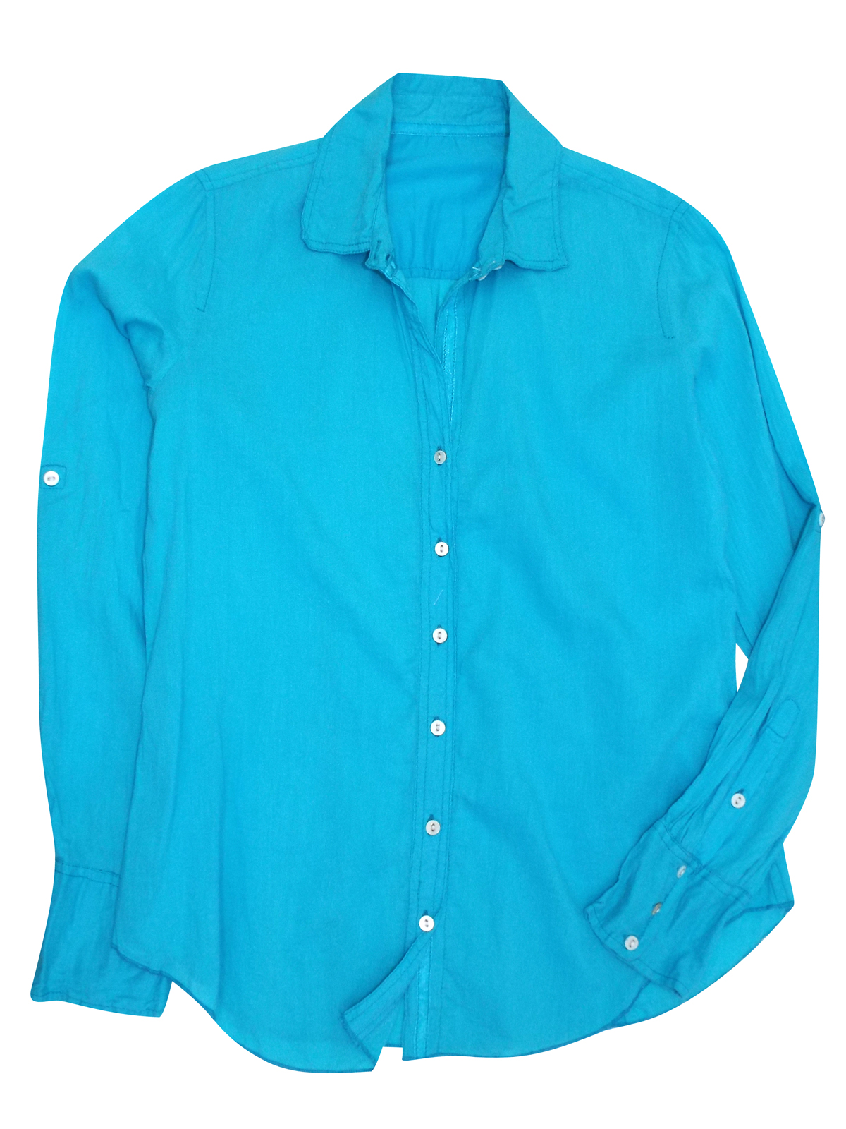 CINO - - CINO BLUE Citrus Turq Crinkle Cotton Shirt - Size 12 to 16 ...
