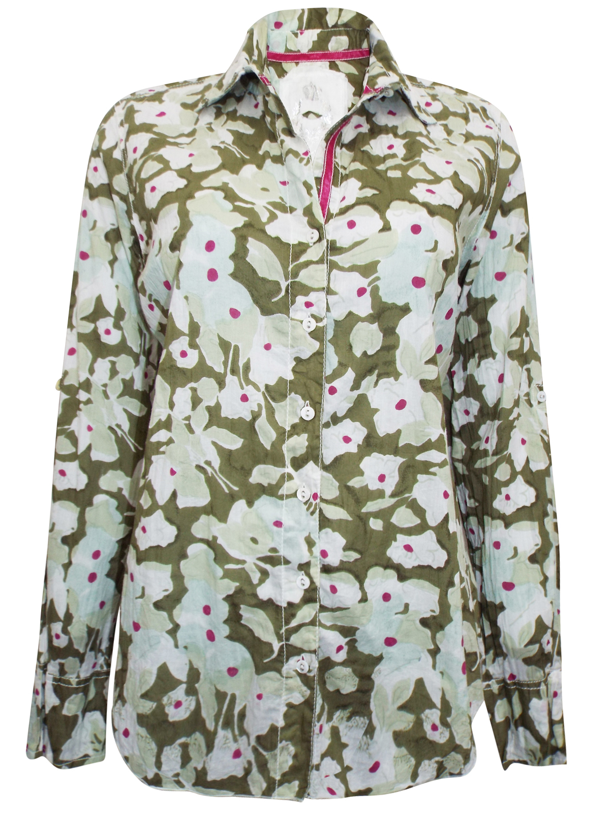 CINO - - CINO GREEN Floral Print Crinkle Cotton Shirt - Size 10 to 12 ...