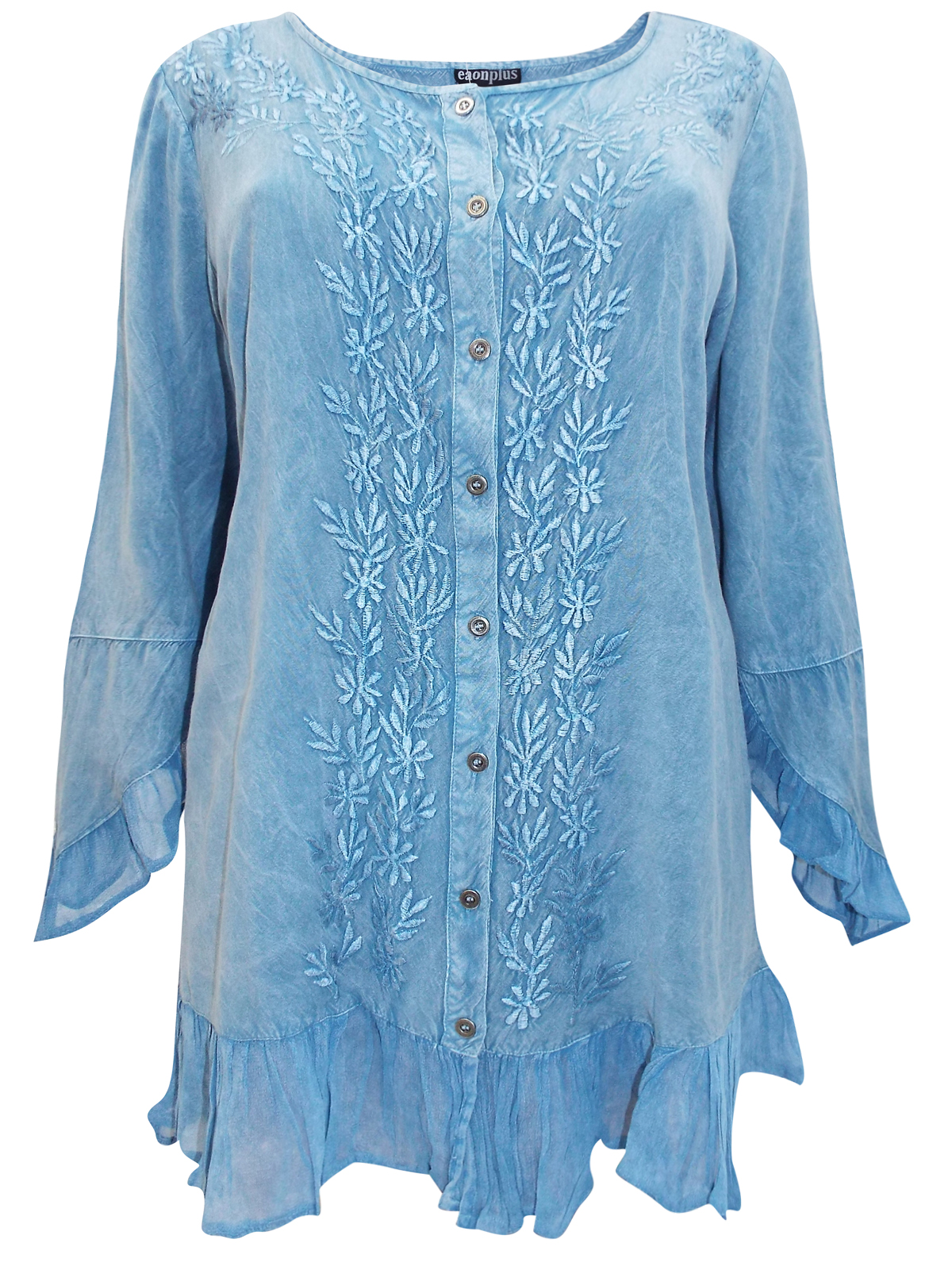 eaonplus DENIM Enchanted Pixie Embroidered Blouse - Plus Size 18/20 to