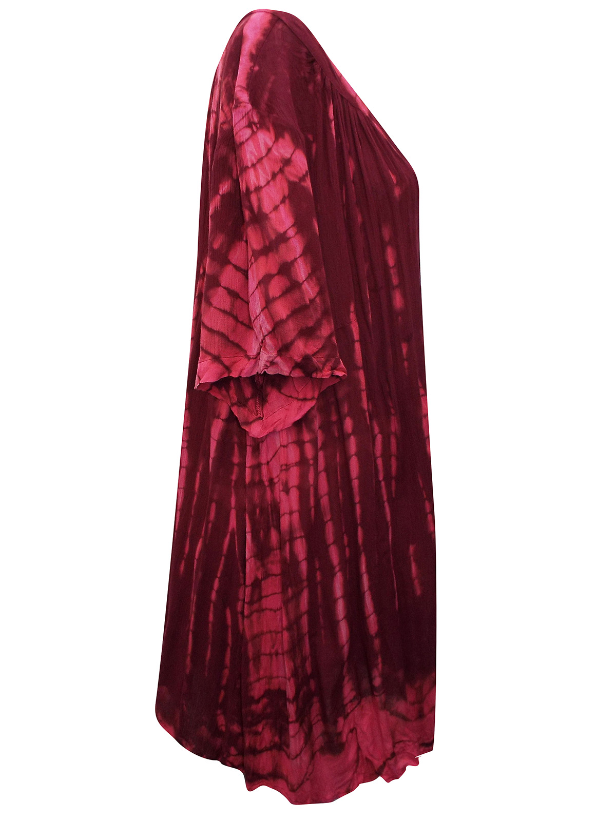 Roaman's - - Roamans DARK-RED Tie Dye Angelina Crinkle Tunic Blouse ...