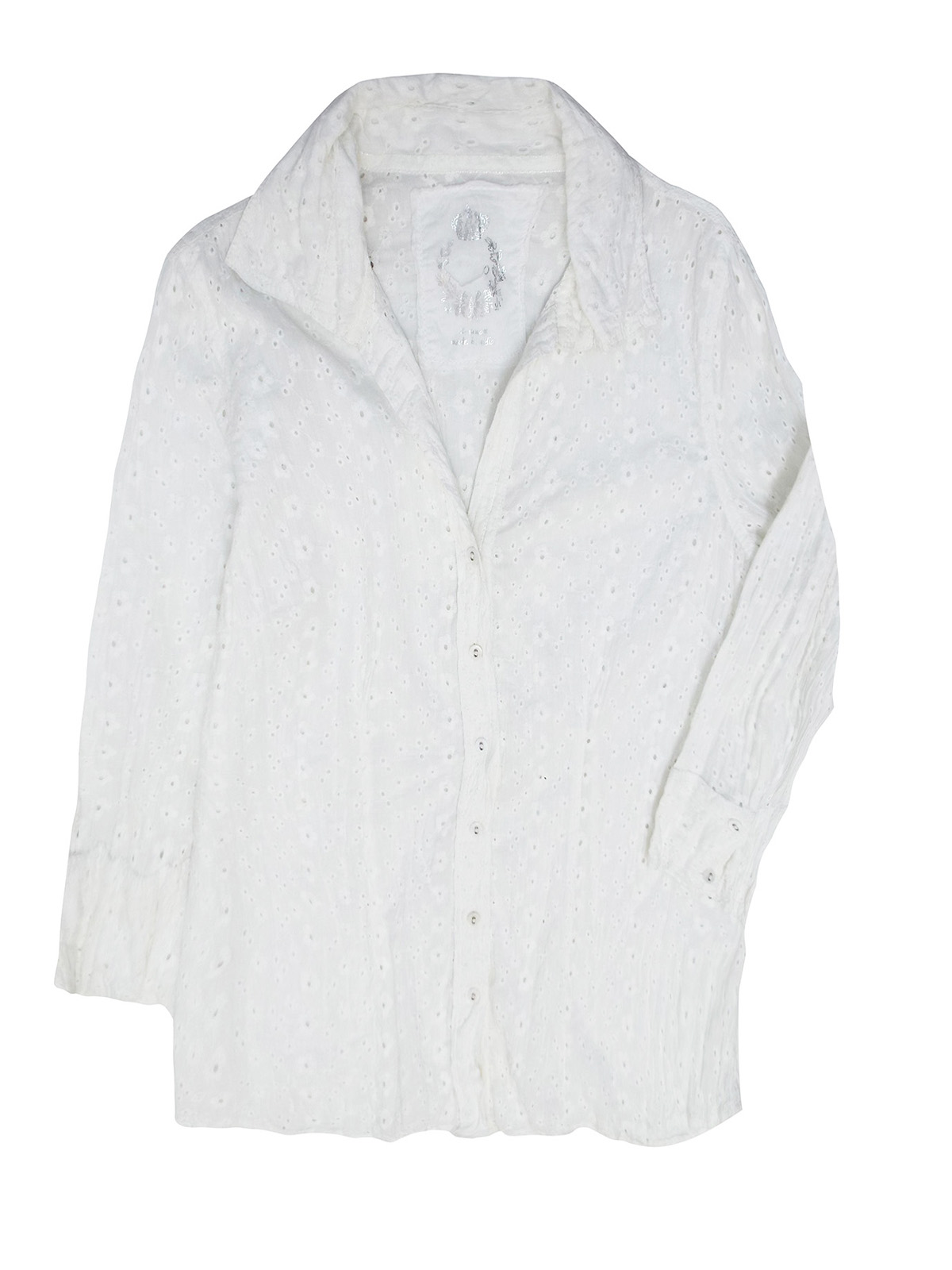 CINO - - CINO WHITE Eyelet Floral Crinkle Cotton Shirt - Size 8 to 18 ...