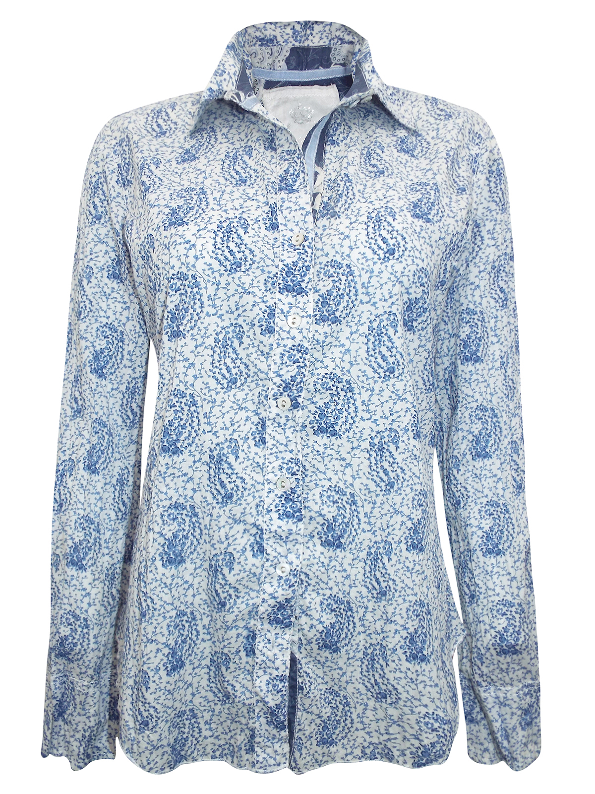 CINO - - CINO BLUE Floral Pure Cotton Crinkle Shirt - Size 8 to 18 (XXS ...
