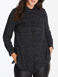 SimplyBe BLACK Heart Print Long Sleeve Shirt - Plus Size 16 to 22