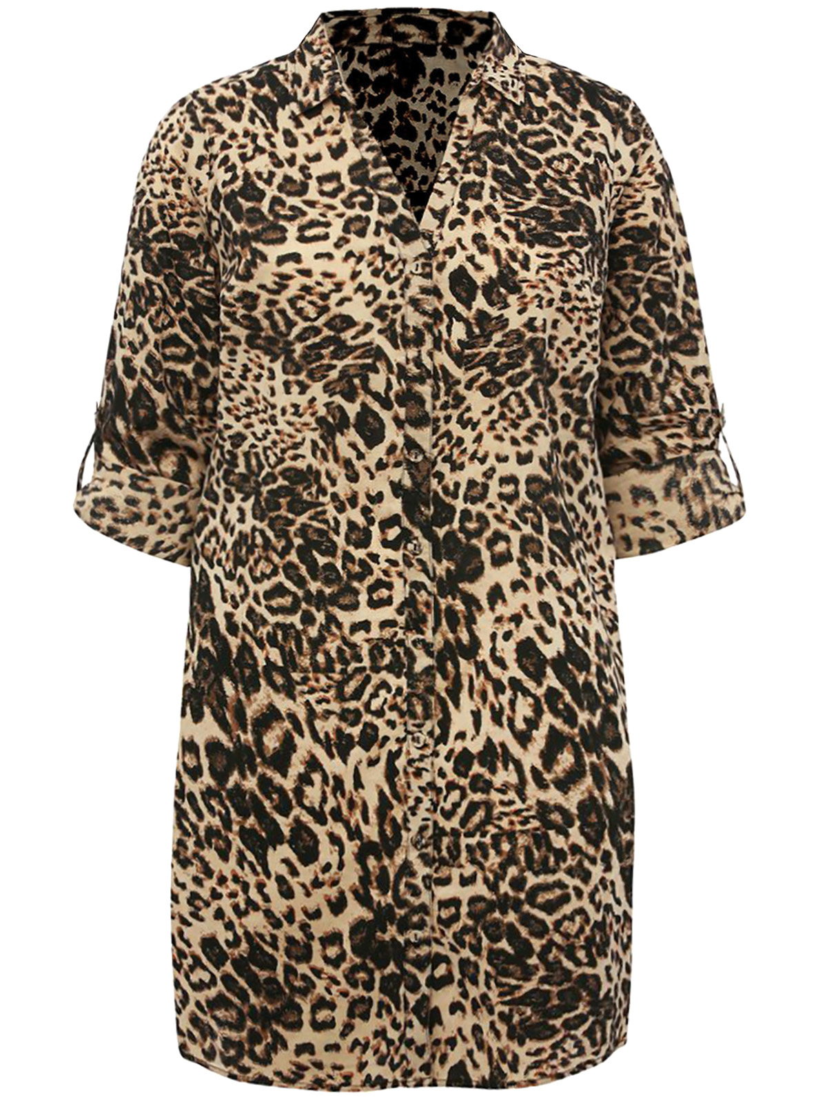 M&Co - - M&Co BROWN Oversized Leopard Print Beach Shirt - Plus Size 14 ...