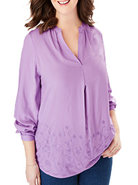 AMETHYST Embroidered Split Neck Tunic - Plus Size 20/22 to 28/30 (US L to 2X)
