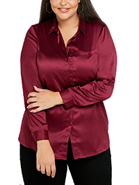 Capsule RED Long Sleeve Satin Shirt - Plus Size 14 to 32