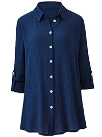 Capsule NAVY Roll Sleeve Crinkle Shirt - Plus Size 12 to 24