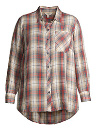 Terra & Sky GREY Plaid Pocket Button Down Shirt - Plus Size 16 to 18/20 (US 0X to 1X)