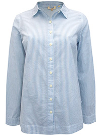 Fat Face BLUE Pure Cotton Striped Blouse - Size 6 to 18