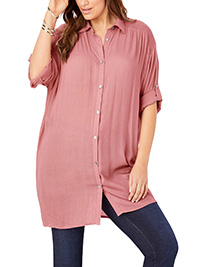 Roamans PEACH Smocked Shoulder Crinkle Tunic - Plus Size 14 to 38 (US 12W to 36W)